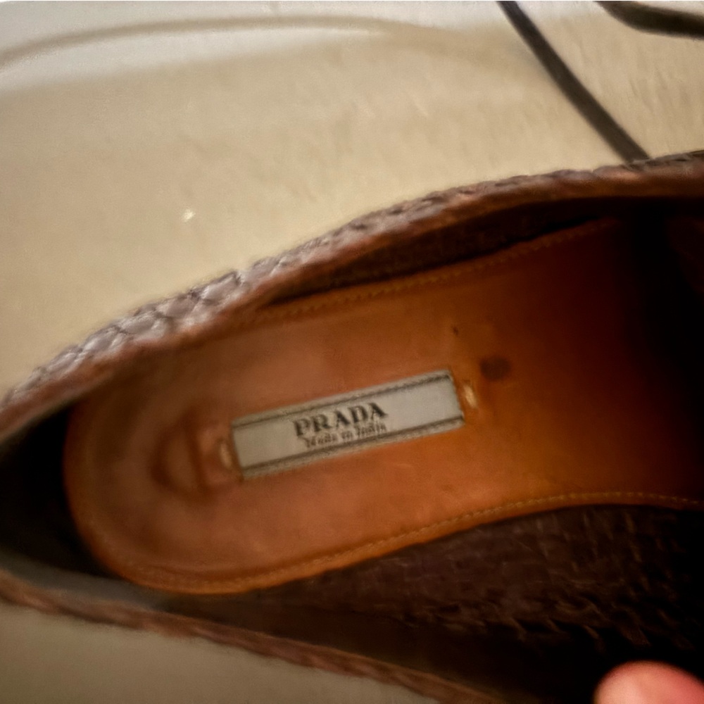 Prada Brown Flats with Brogue Detailing and Platform Sole - Picture 3 of 6